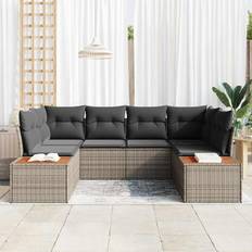 Förvaringsutrymme Loungeset Utemöbler vidaXL Trädgårdsoffset Med Kudde 6 Pcs Grå Poly Rattan Loungeset