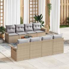 vidaXL 9 Piece Garden Sofa Beige Poly Rattan Outdoor Lounge Set