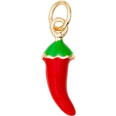 Guldfärgat Hänge Charm Med En Röd Chili - Röd