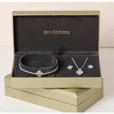 Silver Plated Jewellery Sets Jon Richard Silver Plated Pave Clover Trio Set - Silver