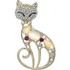 Black - Women Brooches Kikidex Women Vintage Black Crystal Cat Brooch Pins