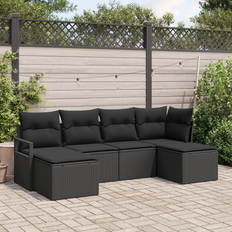 Metal Modulsofaer Havemøbler vidaXL 6 Stk Have Sofa Sæt Med Puder Sort Modulsofa