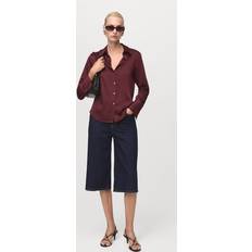 Mango Dam Blusar Mango Satin Finish Flowy Shirt - Burgundy