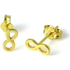 Gold - Men Earrings Jewellerybox Small Gold Plated Sterling Silver Infinity Loop Earrings