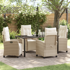 vidaXL 5 Stykke Beige Polyrattan Havemøbelsæt, 1 borde inkl. 4 stole