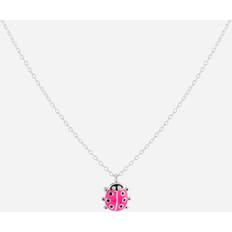 Little Miss Lovely Halsband Little Miss Lovely Silverhalsband För Barn Rosa Nyckelpiga