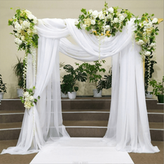 White Doorway Party Curtains Shein White Chiffon Wedding Archway Fabric