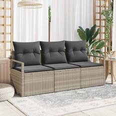 VidaXL Plast Loungesæt vidaXL Havesofa Sæt 3 Pcs Lysegrå Poly Rattan Loungesæt, borde inkl. 1 sofaer