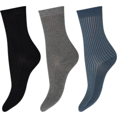 Multifarvet Strømper Decoy 3-Pack Ankle Sock Bamboo - Navy/Blå/Grå