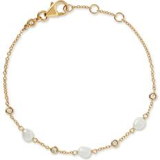 Gold Pearl Sapphire Station Bracelet