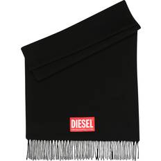 Diesel Herre Tilbehør Diesel Sjal Frynset Tørklæde Med Logo - Lys Rød/Sort/Hvid