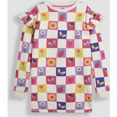 JoJo Maman Bébé Cream Garden Checkered Sweat Dress