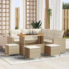 vidaXL Havesofa Sæt 9 Pcs Beige 110 x 55 x 71 cm Loungesæt