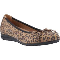 Brown Ballerinas on sale Hush Puppies Lucille Leather Leopard Flats - Brown