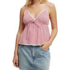 Checkered - Women Tank Tops Shein Women Summer Camisole V-Neck Spaghetti Straps - Multicolor