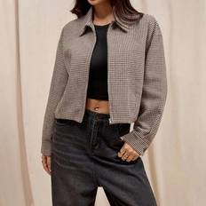 Ladies casual jackets Shein Women's Casual Office Houndstooth Jacket