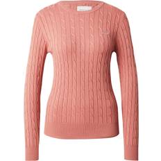 Gant Rosa Tröjor Gant Dam Kabelstickad Bomullsstretch Tröja - NEW