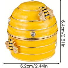 Yellow Jewellery Storage Temu Bee Figurine Jewelry Box Tabletop Trinket Case - Magnetic