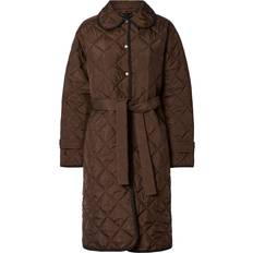 Pieces Dame Jakker Pieces Pcemily Long Quilted Jacket Noos BC - Brun