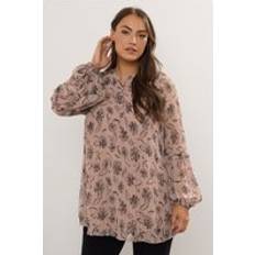 Yours Floral Print Pleated Blouse - Mauve Purple