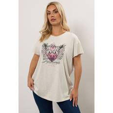 Brown - Women T-shirts Yours Heart Graphic Oversized T-Shirt - Natural