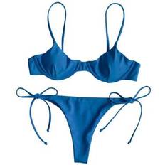 Lace Bikini Sets Shein Summer Split Bikini Set Solid Color Printed Top Lace Up Panties - Color/Printed