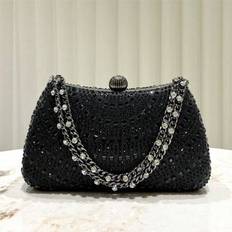 Black Clutches on sale Shein Black Glitter Luxury Rhinestone Clutch Bag