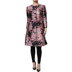 Blomstrede Frakker Dolce & Gabbana Floral Brocade Trenchcoat Jacket Pink Black