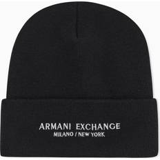 Armani Exchange Herre Tilbehør Armani Exchange Uld Beanie Hat Urban Stil - Sort