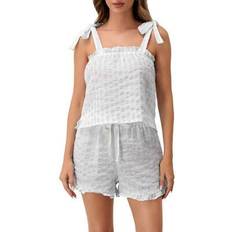 Women - Wool Sleepwear Shein Women Summer Two Piece Ruffle Pajamas Set