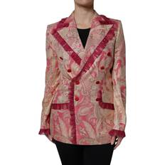 Rosa Kavajer Dolce & Gabbana Jacquard Nylon Coat Blazer Jacket Pink Gold