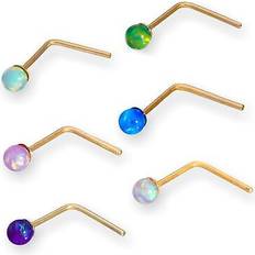Yellow Piercings Jewellerybox 9 Karat Gold 2mm Opalstein Nasenstecker - Grün