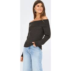 Off-Shoulder Overdele Only Onlkatia Striktrøje Pullover - Brun