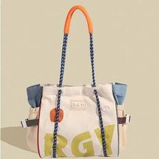 Polyester - Women Fabric Tote Bags Shein Feisture Colorful Letter Print Canvas Tote Bag - Great