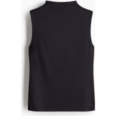 H&M Topp Mikrofiber Halvpolo Topp - Svart