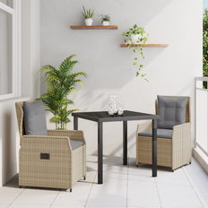Dyna Matgrupper vidaXL 3-Delars Trädgårdsmattset Beige Poly Rattan Matgrupp