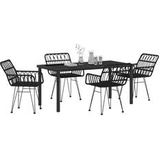 Konstrotting Matgrupper vidaXL 5 Delar Trädgårdsmöbelset Svart Poly Rattan Matgrupp, 1 Bord inkl. 4 Stolar