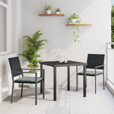 Metal Havemøbelsæt Havemøbler vidaXL Have Spisebordssæt 3 Pcs Sort Poly Rattan Havemøbelsæt, borde inkl. 2 stole