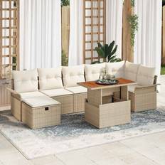 Förvaringsutrymme Loungeset vidaXL Trädgårdsoffset 8 Pcs Beige Konstrotting Loungeset