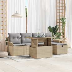 vidaXL 6 Stykker Have Sofa Sæt Med Puder Beige Loungesæt