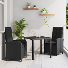 vidaXL Have Spisebordssæt 3 Pcs Sort Polyrattan Havemøbelsæt, 1 borde inkl. 2 stole