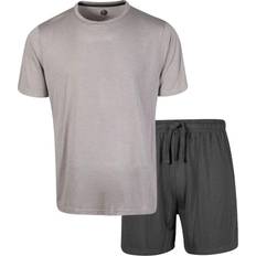 Men - Polyester Pyjamas Light & Shade And Mens Crew Neck Short Pyjama Set Grey Marl/Charcoal