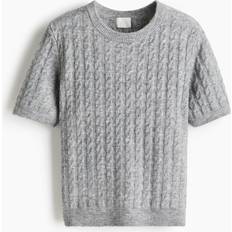 H&M Ljusgråmelerad Kabelstickad Tröja - Dam