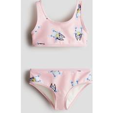 Enfärgade Bikinis Barnkläder H&M Flicka Mönstrad Bikini - Ljusrosa/Bluey