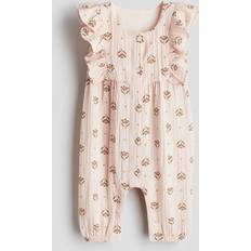 Playsuits Children's Clothing H&M Floral Frilled Muslin Romper Suit - Peach Pink/Floral
