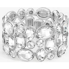 Silver Mixed Crystal Chunky Stretch Cuff - Grey