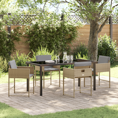 vidaXL Have Spisebordssæt 5 Pcs Beige Polyrattan Havemøbelsæt, 1 borde inkl. 4 stole