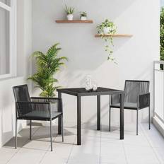 Polyrattan Havemøbelsæt vidaXL Have Spisebordssæt 3 Pcs Sort Poly Rattan Havemøbelsæt, 1 borde inkl. 2 stole