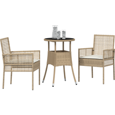 Beige Matgrupper Utemöbler vidaXL 3 Delars Trädgårdsmöbelset Beige Poly Rattan Matgrupp
