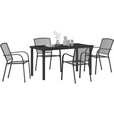 Aluminium/Stål Matgrupper vidaXL Trädgårdsmöbelset 5 pcs Antracit Stål Matgrupp